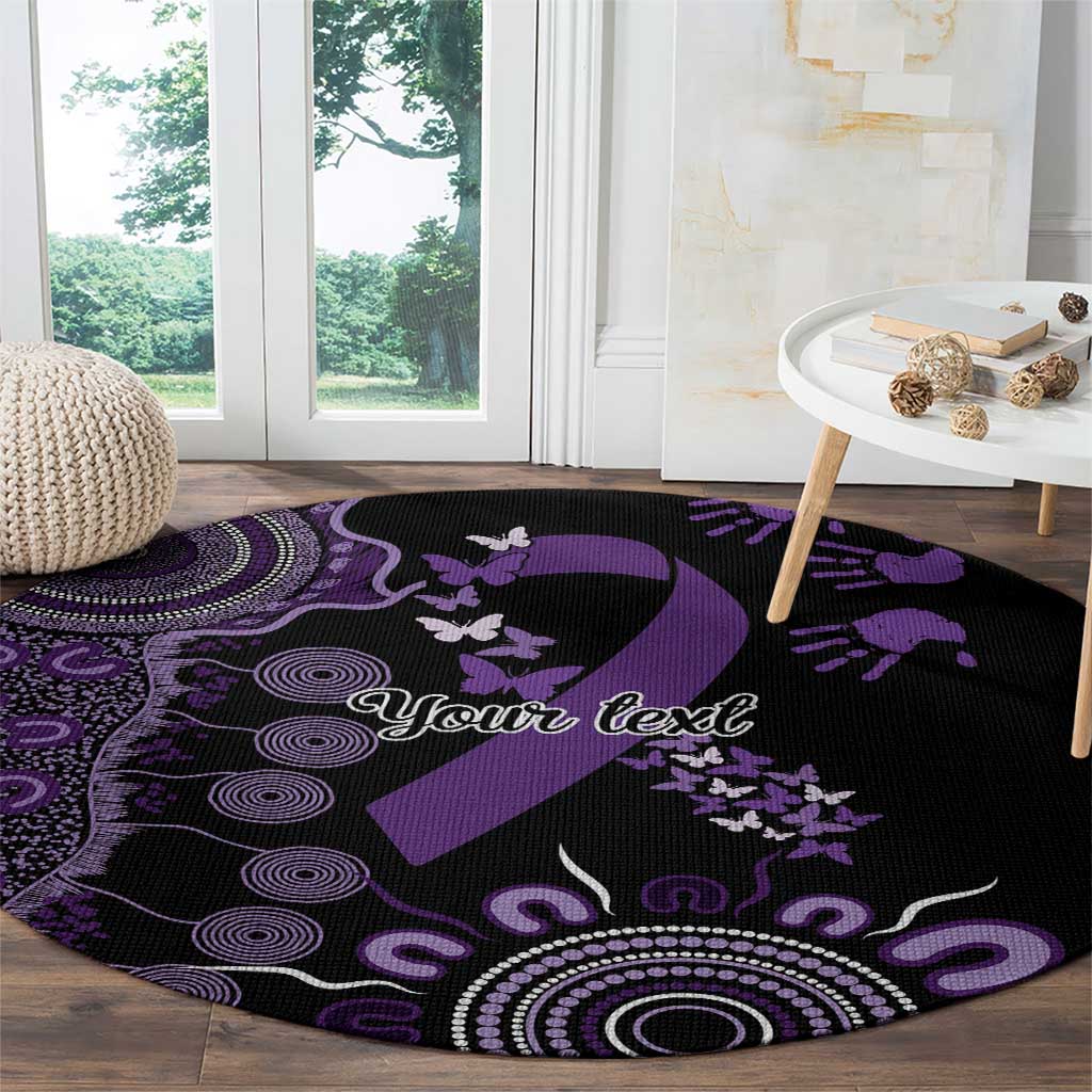 Memories Matter Alzheimers Awareness Personalised Round Carpet Aboriginal Ribbon Dot Painting