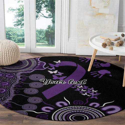 Memories Matter Alzheimers Awareness Personalised Round Carpet Aboriginal Ribbon Dot Painting