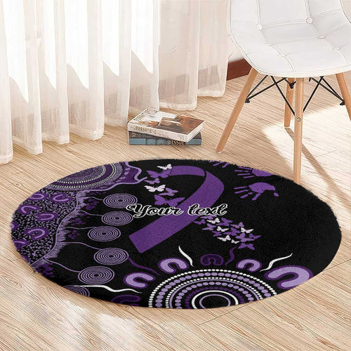 Memories Matter Alzheimers Awareness Personalised Round Carpet Aboriginal Ribbon Dot Painting