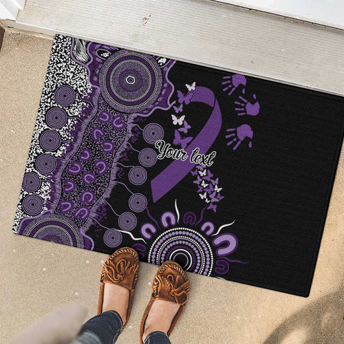 Memories Matter Alzheimers Awareness Personalised Rubber Doormat Aboriginal Ribbon Dot Painting