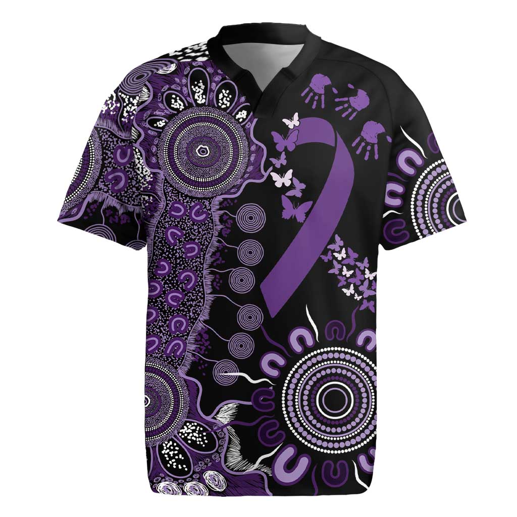 Memories Matter Alzheimers Awareness Personalised Rugby Jersey Aboriginal Ribbon Dot Painting