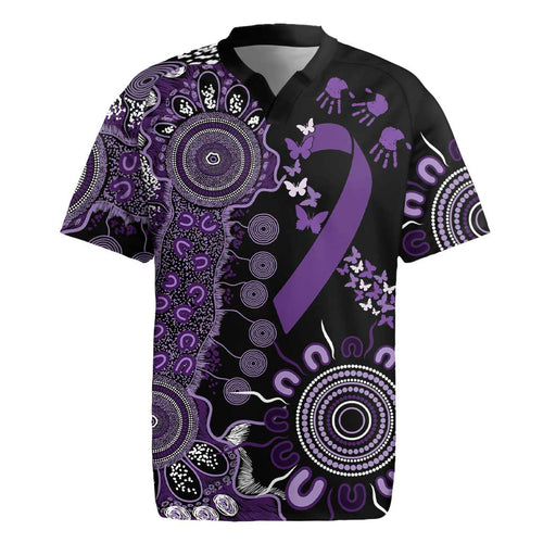 Memories Matter Alzheimers Awareness Personalised Rugby Jersey Aboriginal Ribbon Dot Painting