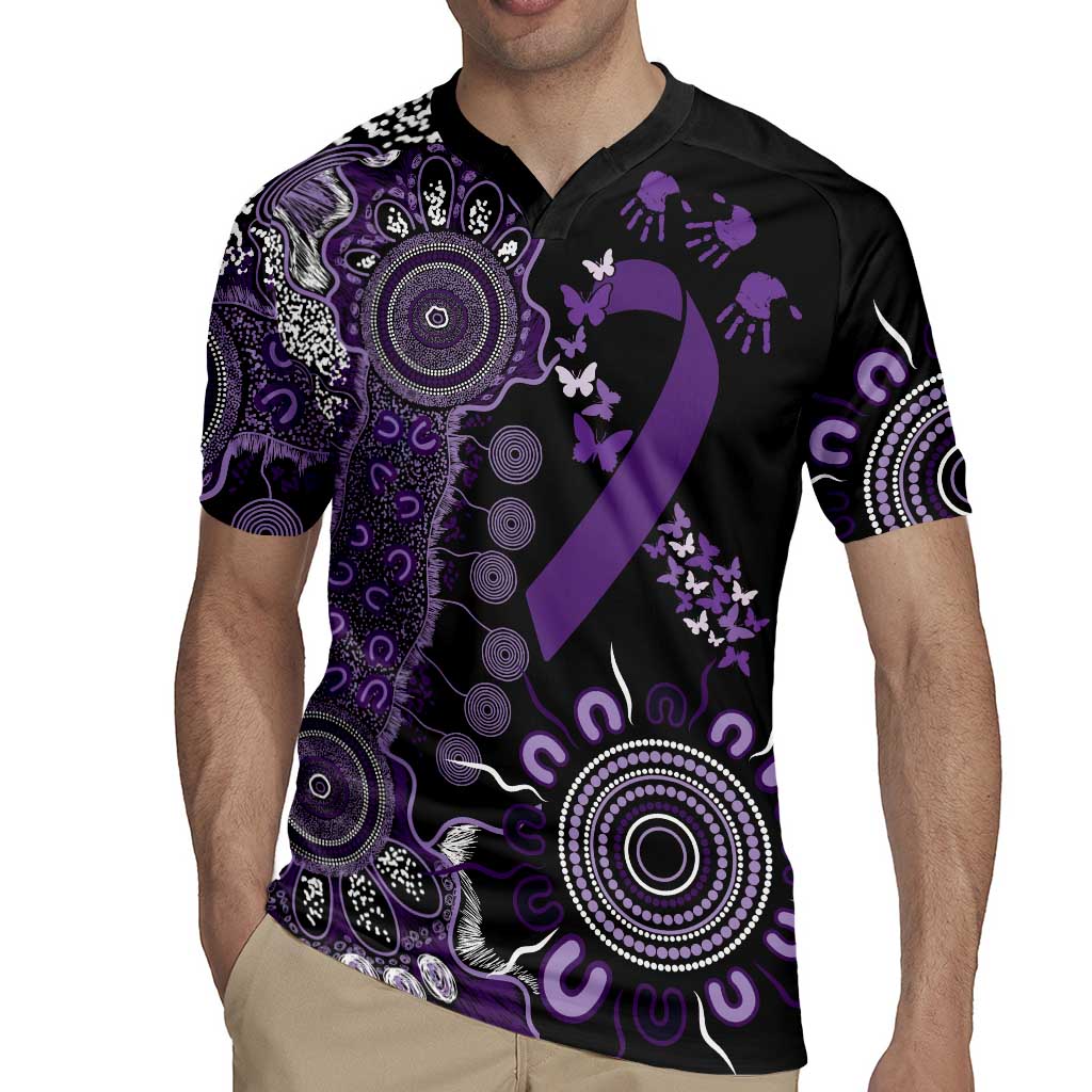 Memories Matter Alzheimers Awareness Personalised Rugby Jersey Aboriginal Ribbon Dot Painting