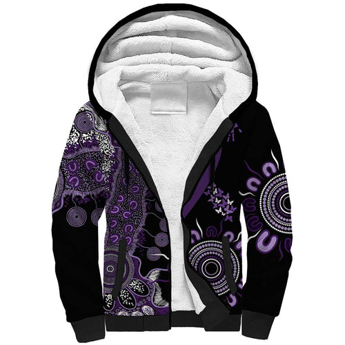 Memories Matter Alzheimers Awareness Personalised Sherpa Hoodie Aboriginal Ribbon Dot Painting