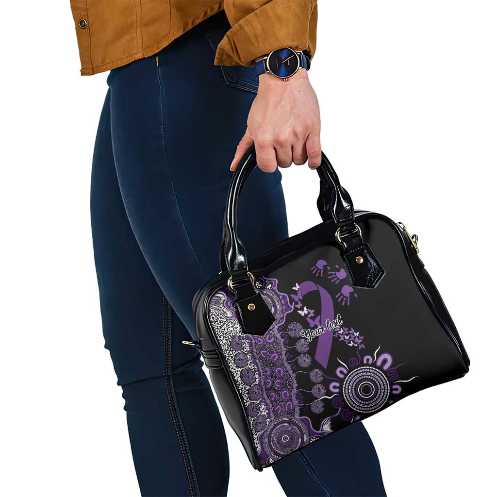 Memories Matter Alzheimers Awareness Personalised Shoulder Handbag Aboriginal Ribbon Dot Painting