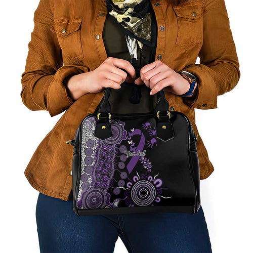 Memories Matter Alzheimers Awareness Personalised Shoulder Handbag Aboriginal Ribbon Dot Painting
