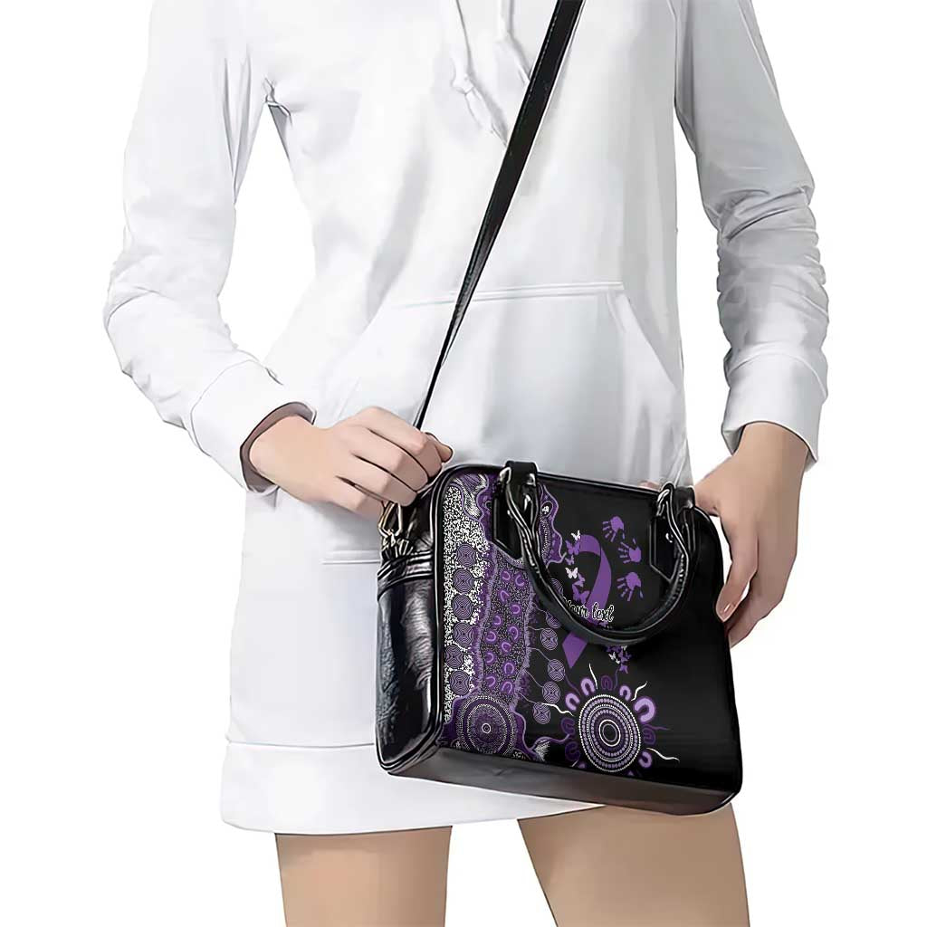 Memories Matter Alzheimers Awareness Personalised Shoulder Handbag Aboriginal Ribbon Dot Painting