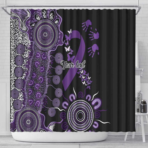 Memories Matter Alzheimers Awareness Personalised Shower Curtain Aboriginal Ribbon Dot Painting