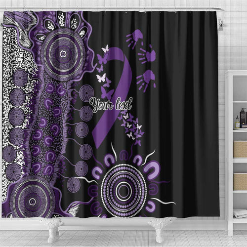 Memories Matter Alzheimers Awareness Personalised Shower Curtain Aboriginal Ribbon Dot Painting