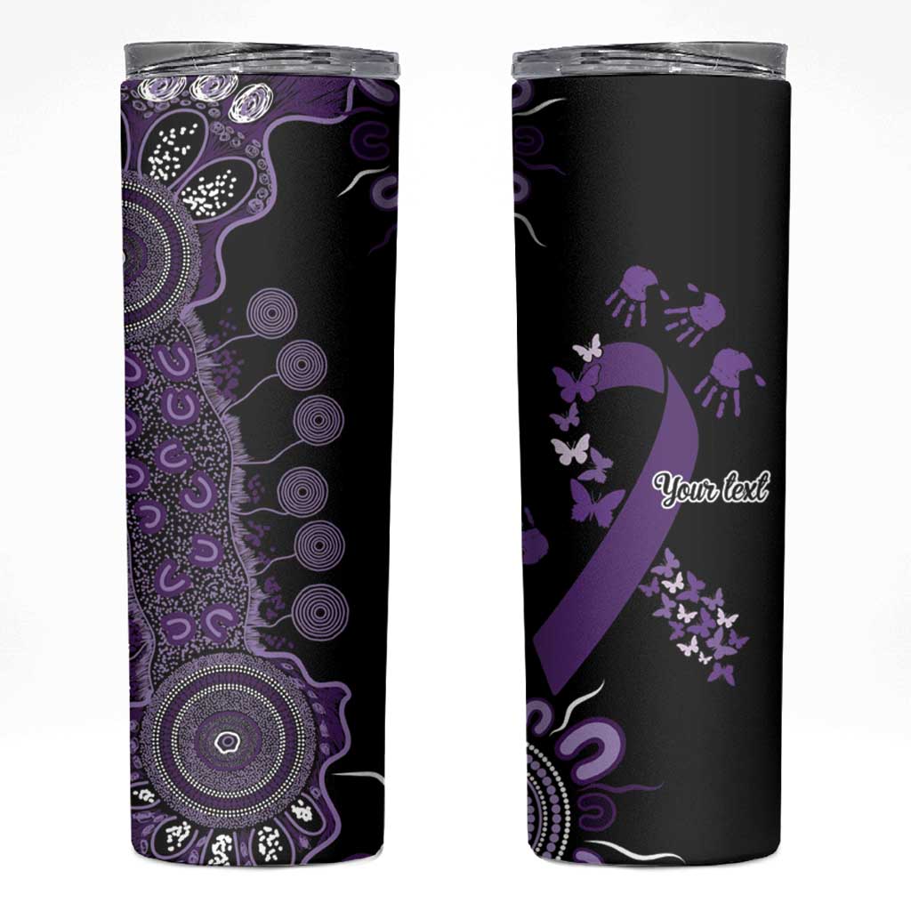 Memories Matter Alzheimers Awareness Personalised Skinny Tumbler Aboriginal Ribbon Dot Painting