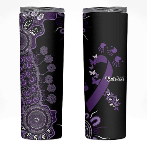 Memories Matter Alzheimers Awareness Personalised Skinny Tumbler Aboriginal Ribbon Dot Painting