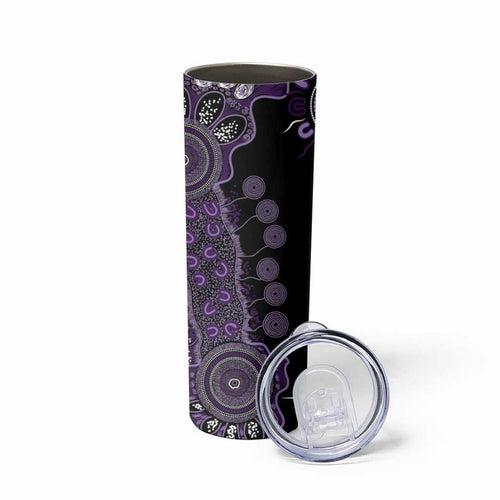 Memories Matter Alzheimers Awareness Personalised Skinny Tumbler Aboriginal Ribbon Dot Painting