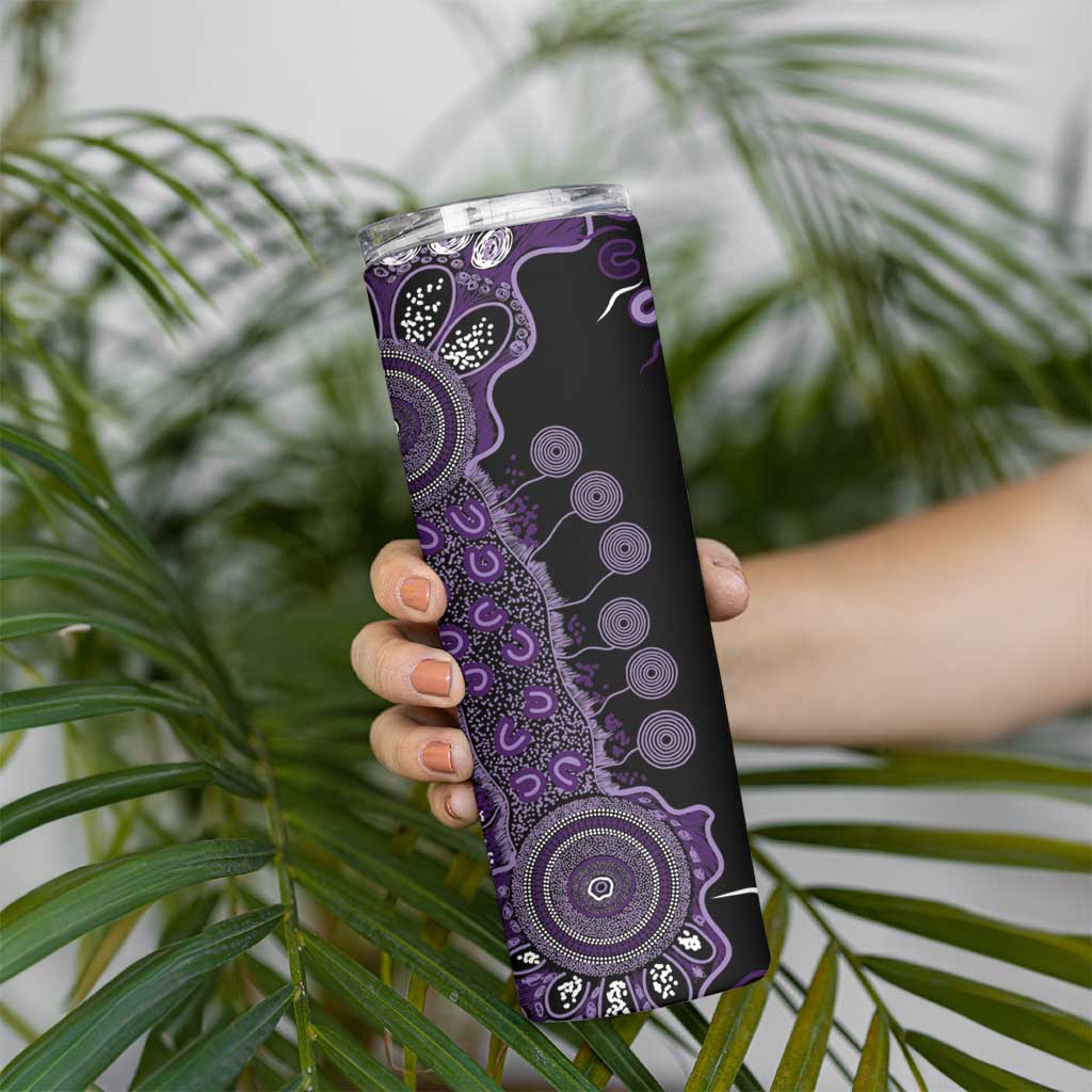 Memories Matter Alzheimers Awareness Personalised Skinny Tumbler Aboriginal Ribbon Dot Painting