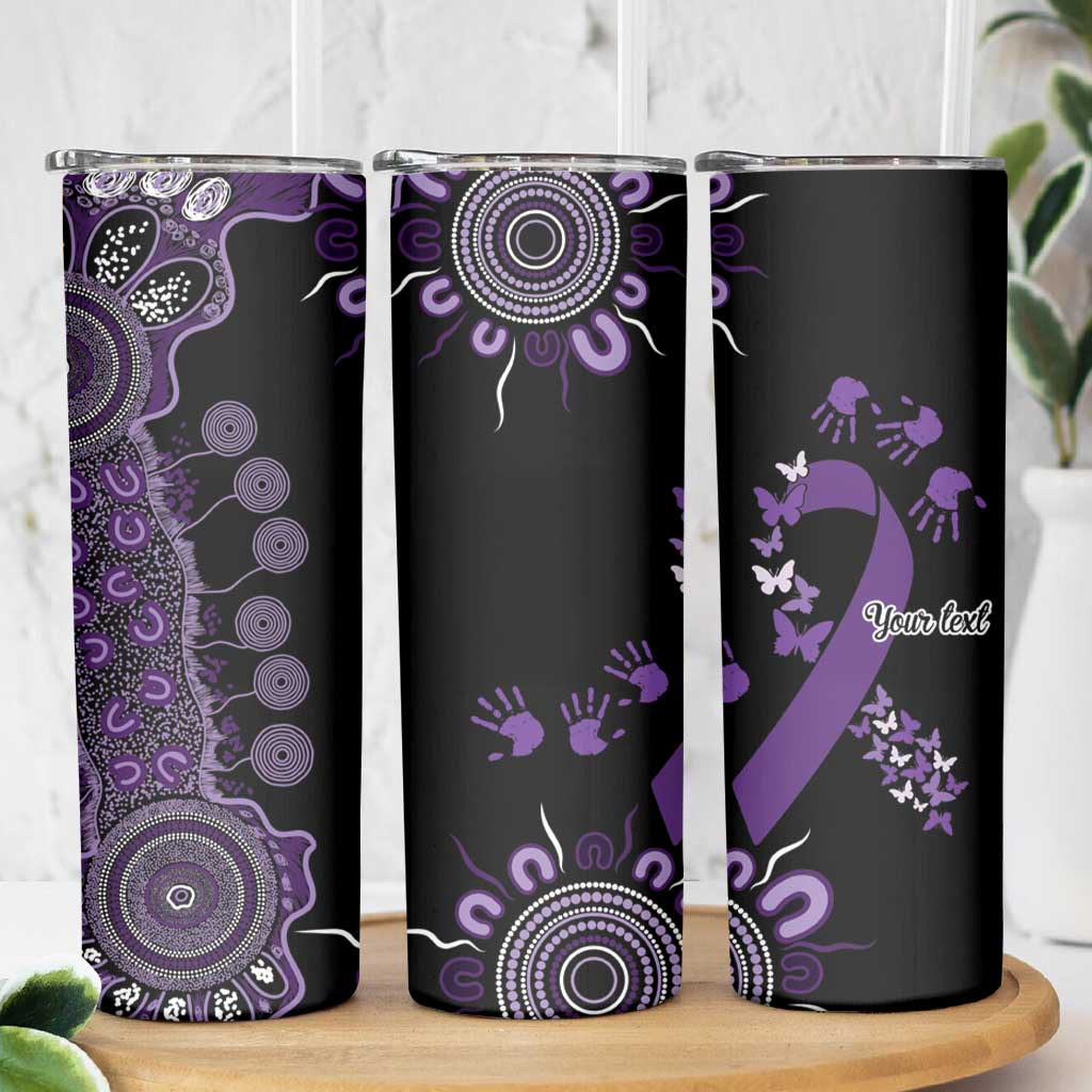 Memories Matter Alzheimers Awareness Personalised Skinny Tumbler Aboriginal Ribbon Dot Painting