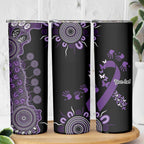 Memories Matter Alzheimers Awareness Personalised Skinny Tumbler Aboriginal Ribbon Dot Painting