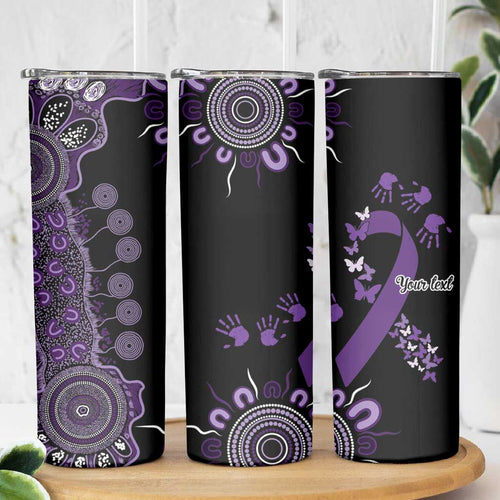 Memories Matter Alzheimers Awareness Personalised Skinny Tumbler Aboriginal Ribbon Dot Painting