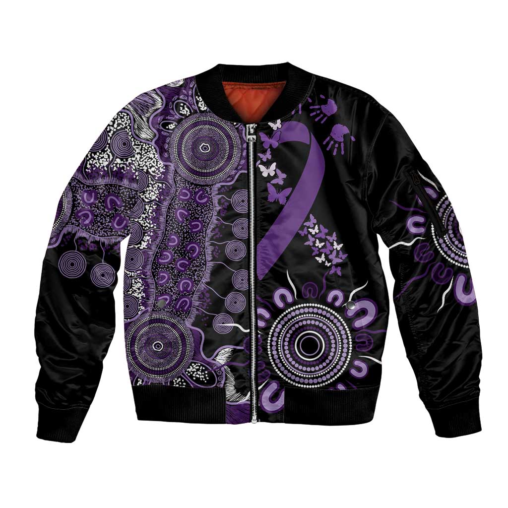 Memories Matter Alzheimers Awareness Personalised Sleeve Zip Bomber Jacket Aboriginal Ribbon Dot Painting