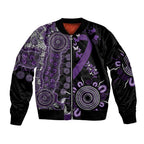 Memories Matter Alzheimers Awareness Personalised Sleeve Zip Bomber Jacket Aboriginal Ribbon Dot Painting