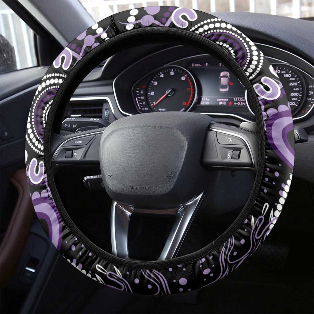 Memories Matter Alzheimers Awareness Steering Wheel Cover Aboriginal Ribbon Dot Painting