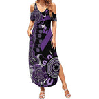 Memories Matter Alzheimers Awareness Personalised Summer Maxi Dress Aboriginal Ribbon Dot Painting