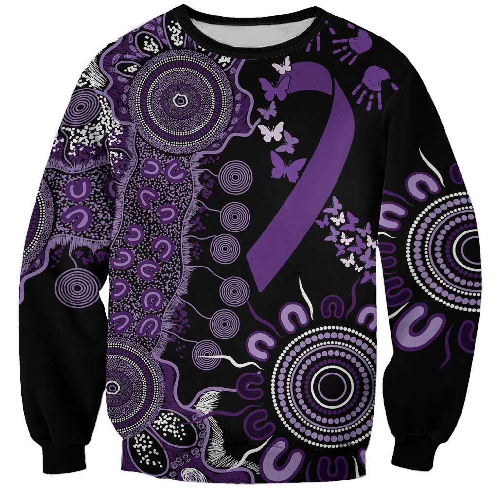 Memories Matter Alzheimers Awareness Personalised Sweatshirt Aboriginal Ribbon Dot Painting