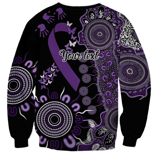 Memories Matter Alzheimers Awareness Personalised Sweatshirt Aboriginal Ribbon Dot Painting