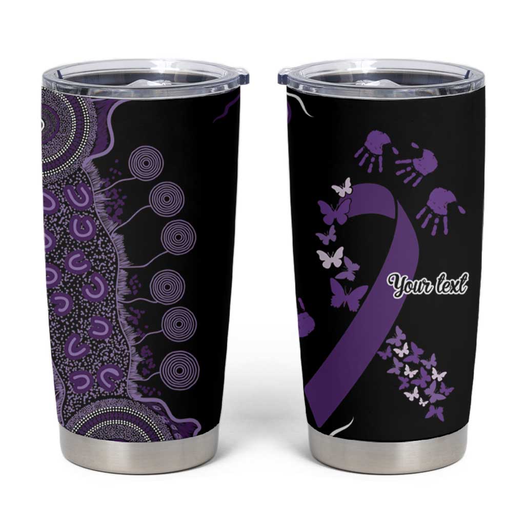 Memories Matter Alzheimers Awareness Personalised Tumbler Cup Aboriginal Ribbon Dot Painting