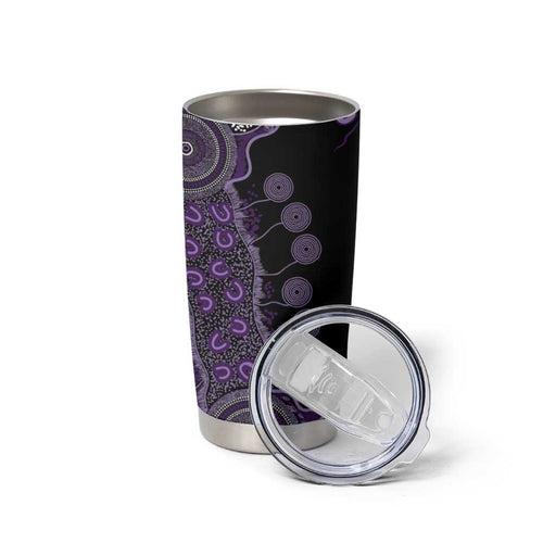 Memories Matter Alzheimers Awareness Personalised Tumbler Cup Aboriginal Ribbon Dot Painting