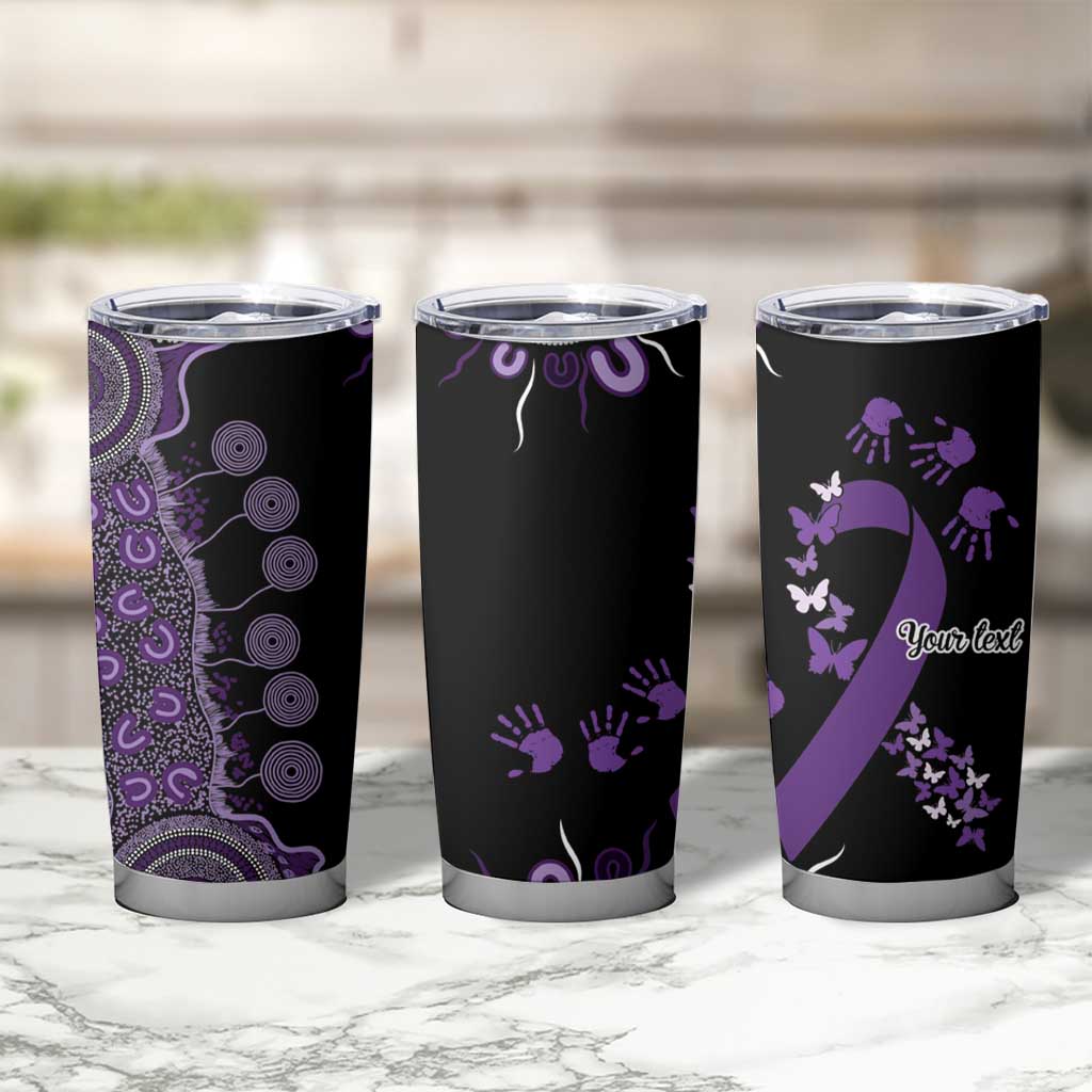 Memories Matter Alzheimers Awareness Personalised Tumbler Cup Aboriginal Ribbon Dot Painting