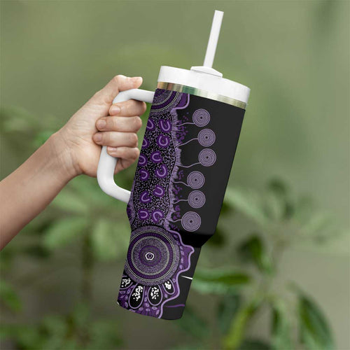 Memories Matter Alzheimers Awareness Personalised Tumbler With Handle Aboriginal Ribbon Dot Painting