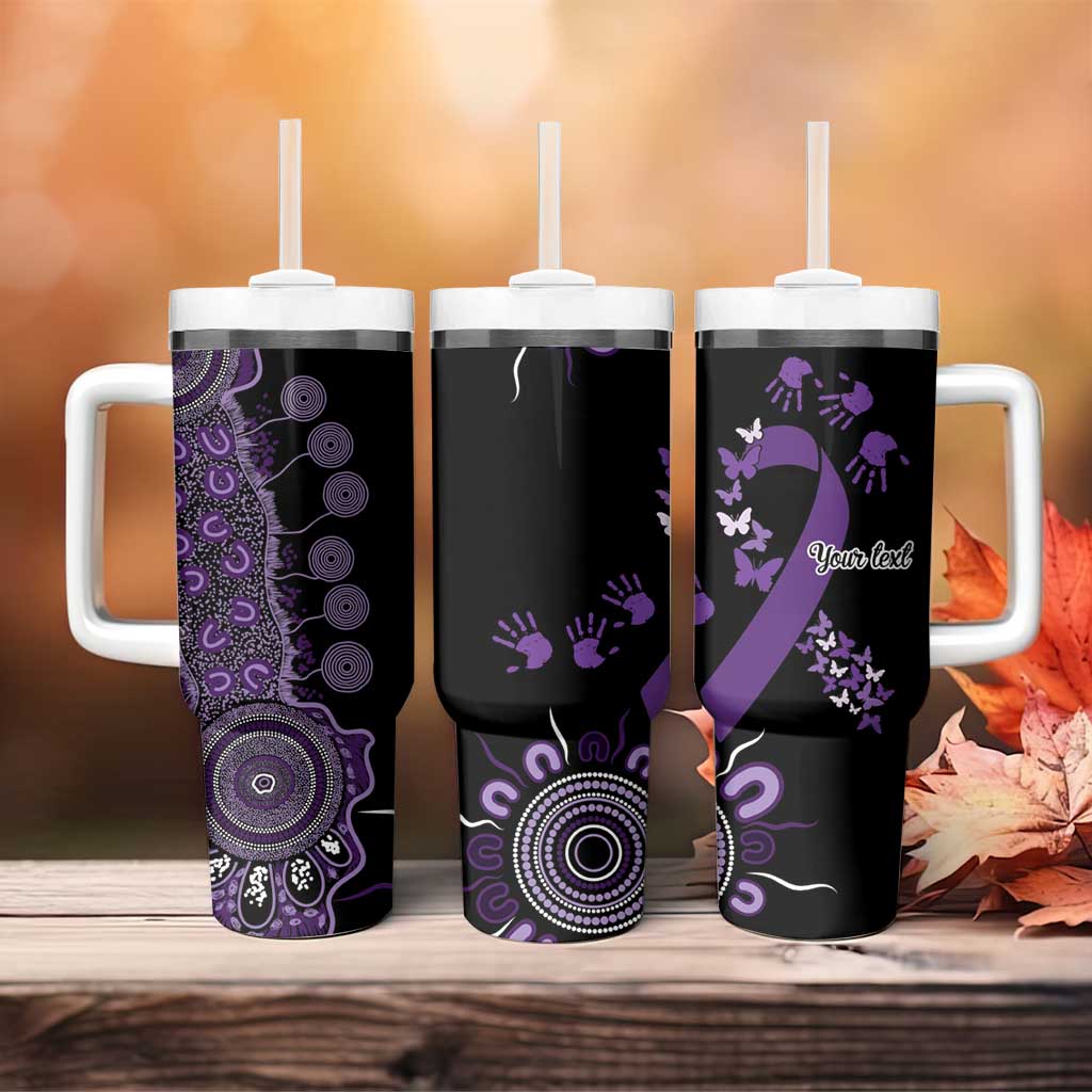 Memories Matter Alzheimers Awareness Personalised Tumbler With Handle Aboriginal Ribbon Dot Painting