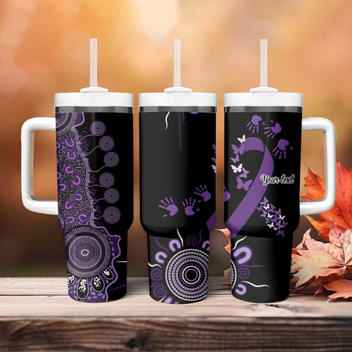 Memories Matter Alzheimers Awareness Personalised Tumbler With Handle Aboriginal Ribbon Dot Painting