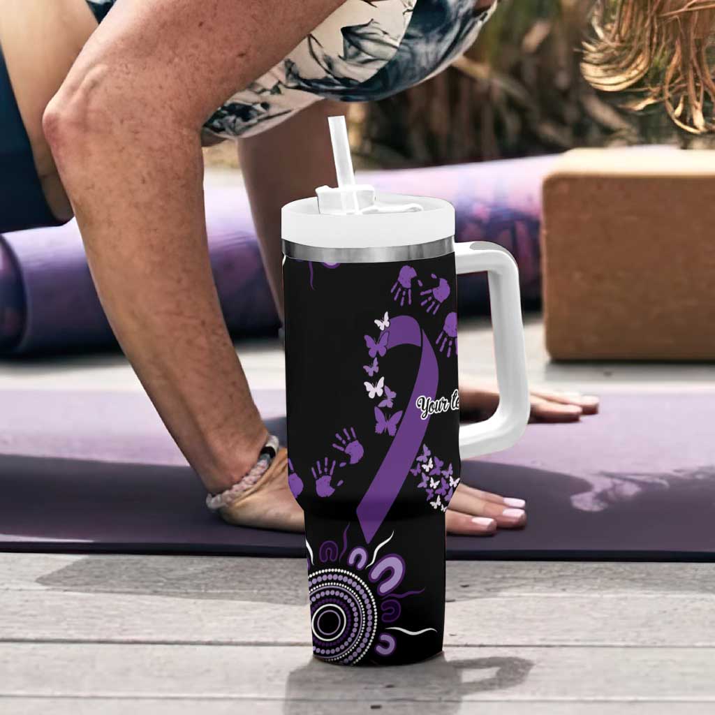 Memories Matter Alzheimers Awareness Personalised Tumbler With Handle Aboriginal Ribbon Dot Painting