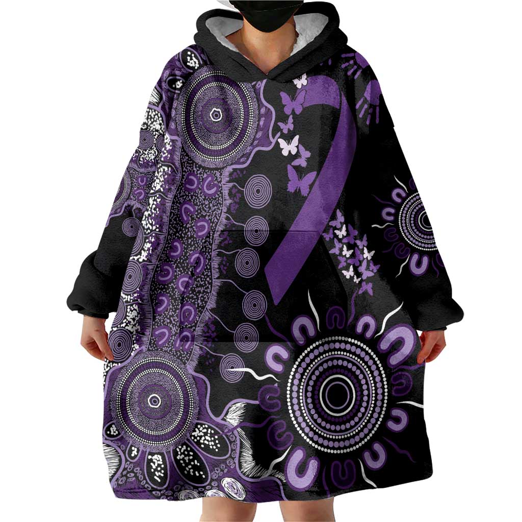 Memories Matter Alzheimers Awareness Personalised Wearable Blanket Hoodie Aboriginal Ribbon Dot Painting