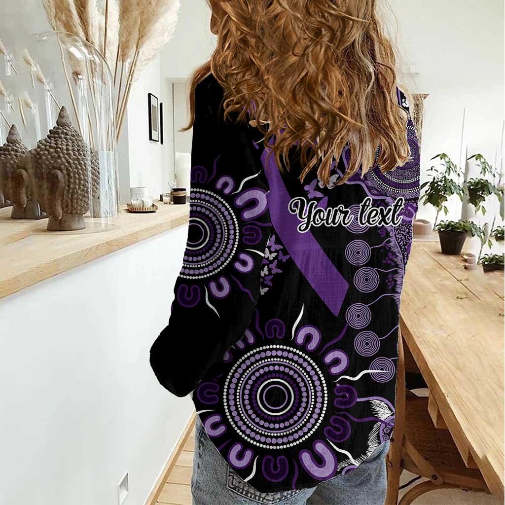 Memories Matter Alzheimers Awareness Personalised Women Casual Shirt Aboriginal Ribbon Dot Painting