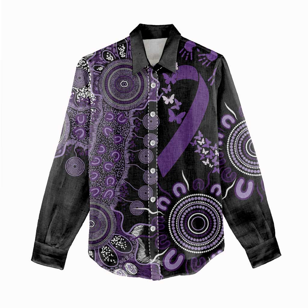 Memories Matter Alzheimers Awareness Personalised Women Casual Shirt Aboriginal Ribbon Dot Painting