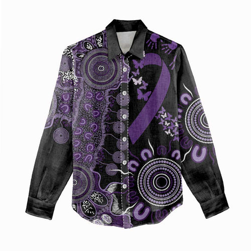 Memories Matter Alzheimers Awareness Personalised Women Casual Shirt Aboriginal Ribbon Dot Painting