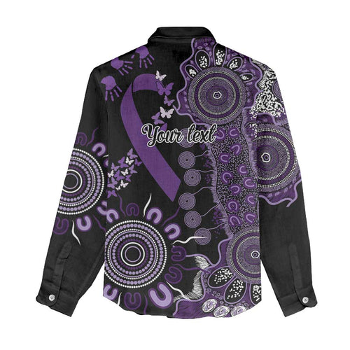 Memories Matter Alzheimers Awareness Personalised Women Casual Shirt Aboriginal Ribbon Dot Painting