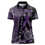 Memories Matter Alzheimers Awareness Personalised Women Polo Shirt Aboriginal Ribbon Dot Painting