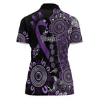 Memories Matter Alzheimers Awareness Personalised Women Polo Shirt Aboriginal Ribbon Dot Painting