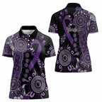 Memories Matter Alzheimers Awareness Personalised Women Polo Shirt Aboriginal Ribbon Dot Painting