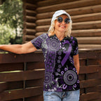 Memories Matter Alzheimers Awareness Personalised Women Polo Shirt Aboriginal Ribbon Dot Painting