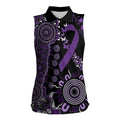 Memories Matter Alzheimers Awareness Personalised Women Sleeveless Polo Shirt Aboriginal Ribbon Dot Painting