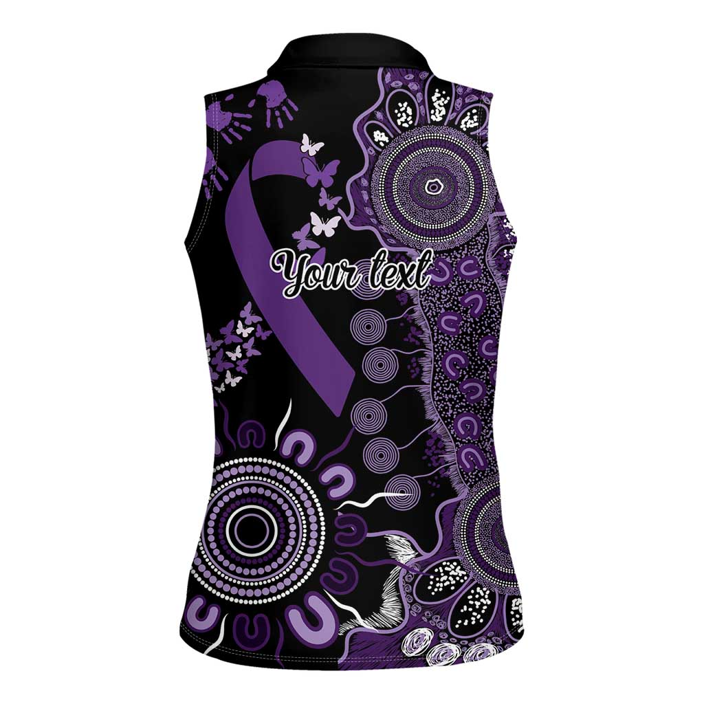 Memories Matter Alzheimers Awareness Personalised Women Sleeveless Polo Shirt Aboriginal Ribbon Dot Painting