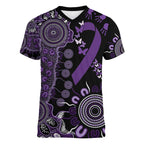 Memories Matter Alzheimers Awareness Personalised Women V-Neck T-Shirt Aboriginal Ribbon Dot Painting