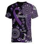 Memories Matter Alzheimers Awareness Personalised Women V-Neck T-Shirt Aboriginal Ribbon Dot Painting