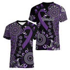 Memories Matter Alzheimers Awareness Personalised Women V-Neck T-Shirt Aboriginal Ribbon Dot Painting
