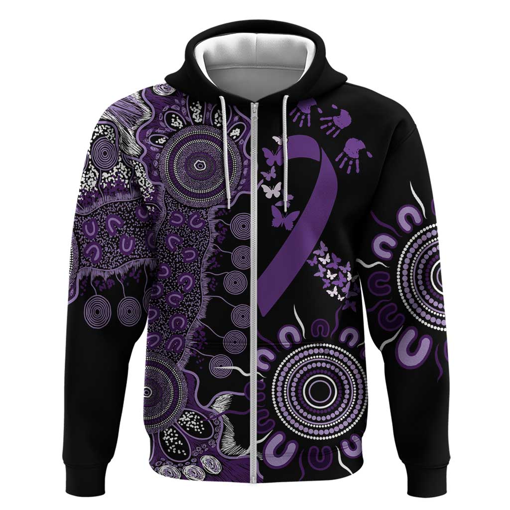 Memories Matter Alzheimers Awareness Personalised Zip Hoodie Aboriginal Ribbon Dot Painting
