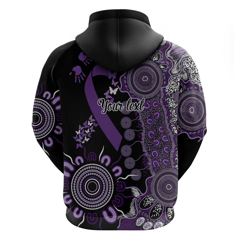 Memories Matter Alzheimers Awareness Personalised Zip Hoodie Aboriginal Ribbon Dot Painting
