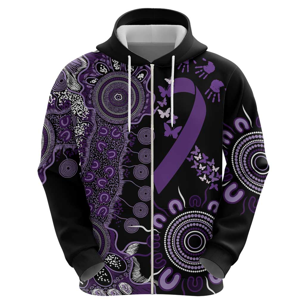 Memories Matter Alzheimers Awareness Personalised Zip Hoodie Aboriginal Ribbon Dot Painting